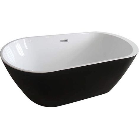 HOME DELUXE - freistehende Badewanne - Design Badewanne freistehend Codo Schwarz - Maße: ca. 170 x 80 x 58 cm - Füllmenge: 204 Liter - Inkl. komplettem Zubehör Badewanne Acrylwanne Wannen Duschen