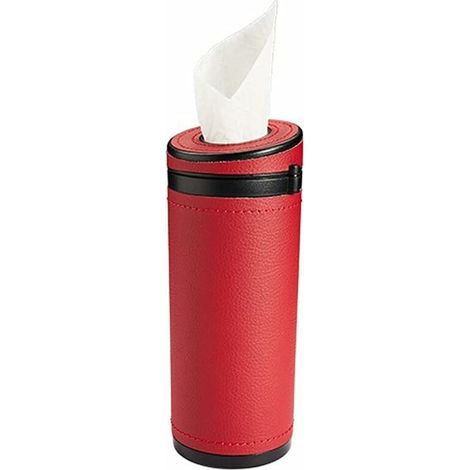 Green Mobility-Mouchoirs Porte-Gobelet de Voiture, Universel Distributeur de Mouchoirs en Cuir PU Boîte de Mouchoirs en Papier Porte-Serviettes de Cylindre Polyvalente pour Voiture Bureau,Rouge (1/5)
