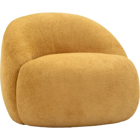 Poltrona Bouclé Senape Seduta Imbottita Moderna per Salotto Lounge