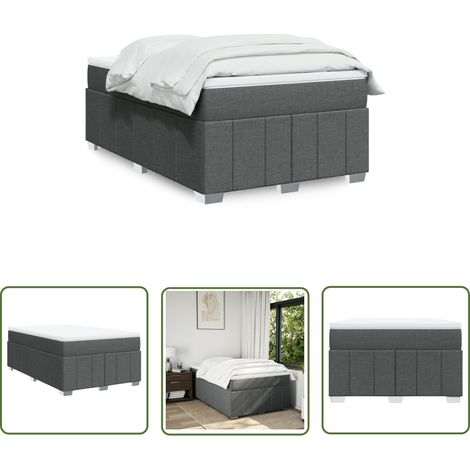 vidaXL Boxspringbett mit Matratze Dunkelgrau 120x200 cm Stoff