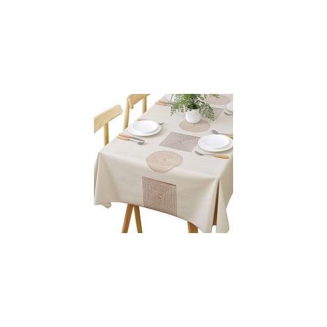Nappe en vinyle lourd pour table rectangulaire facile à nettoyer en PVC résistant à l’huile/aux taches/aux moisissures, Vinyle PVC, Géométrique (1/5)