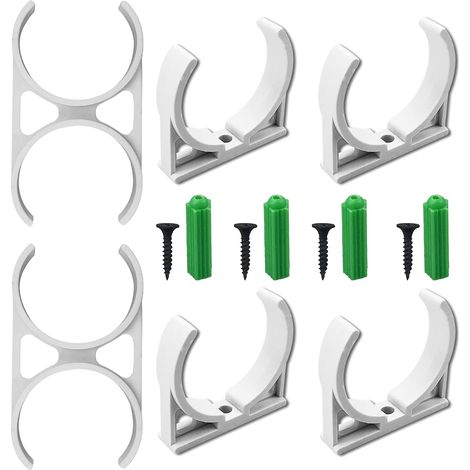 Lot de 6 supports de montage mural pour filtres de réfrigérateur, sous évier et refroidisseurs d'eau (4 pinces simples + 2 pinces doubles) avec vis (1/5)