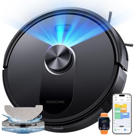 Proscenic Q10+ Aspirapolvere Robot,8000Pa 200Mins Robot Aspirapolvere con mocio, navigazione Lidar, multi-piano mappatura, evitare ostacoli, silenziosi, per peli animali e tappeti duri
