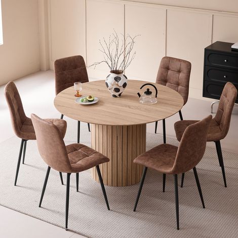 Wokaka Tavolo Rotondo - Tavolo da pranzo con base in legno - Ampio piano in MDF - Tavolo da pranzo in stile contemporaneo - L120 x H76 cm - Legno chiaro