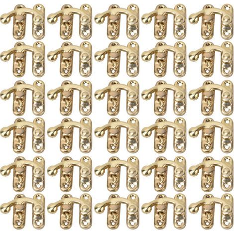 30 Crochets à Loquet Vintage en Fer pour Boîtes à Bijoux et Cadeaux - 3,2 x 2,8 cm - Jaune - Modèle à Loquet Gauche (1/5)
