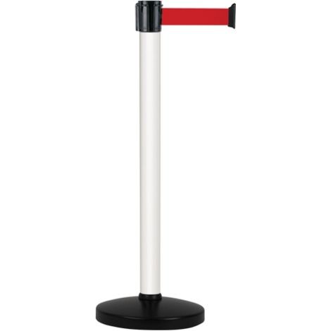 Poteau Alu Blanc laqué à sangle Rouge 5m x 50mm sur socle portable - 2052399 (1/4)