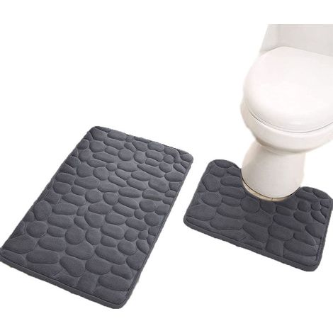 Pebble head pattern floor mat-dark grey-50x80+40x50cmU-shape combination (18D sponge) (1/5)