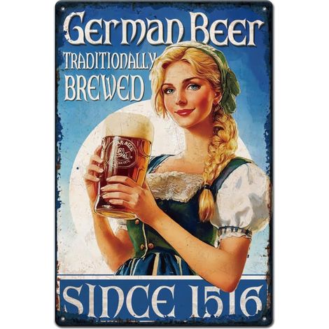 Plaque Metal Vintage avec bière allemande et beauté Plaque Metal Decorative Affiche Vintage Décoration murale pour bar pub cave homme (1/5)