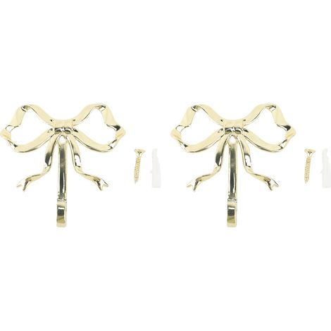 Crochets muraux décoratifs multifonctionnels en métal doré avec boucle pour salon, salle de bain et dressing (lot de 2, taille S) (1/2)