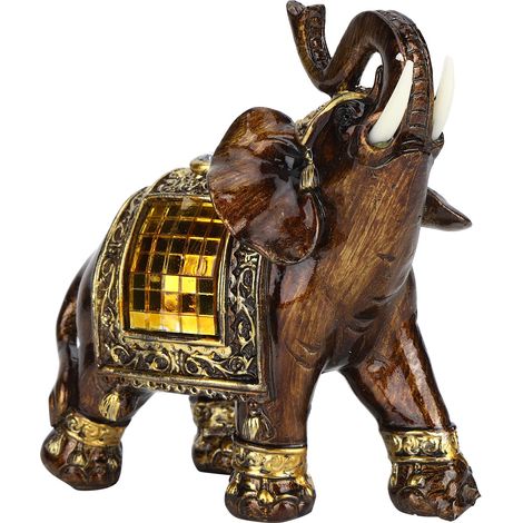 Éléphant Décoratif Statuette Artisanat Résine Figurine Maison Chance Animaux Ornement Taille Moyenne (1/5)