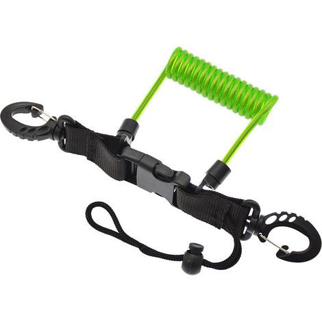 TPU spring steel wire anti-loss rope, underwater camera safety rope, quick-release buckles at both ends, BCD telescopic lanyard, underwater equipment - transparent green - (1/4)