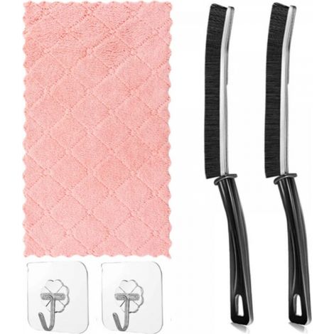 Ensemble de 5 brosses de nettoyage de crevasses à poils durs, brosse de nettoyage des espaces, brosse à coulis pour cuisine, salle de bain, baignoires (1/5)