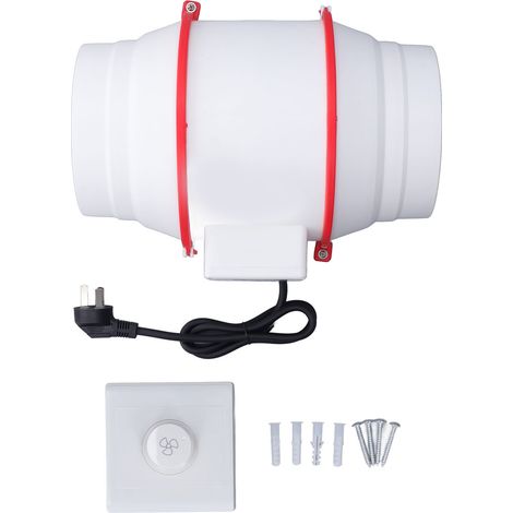 Ventilateur gainable 6 pouces, extracteur en ligne ABS 2220-2600 tr/min, étanche IPX2, pour ventilation, fiche AU 220V (1/5)
