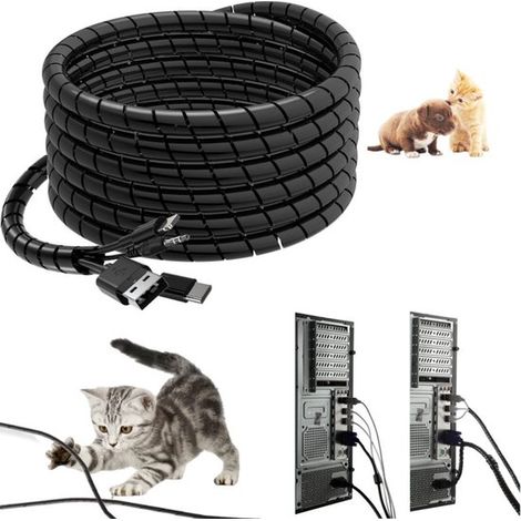 Funda espiral para cables (6 m, 12 mm de diámetro), Envoltura espiral flexible / organizador de cables, Funda espiral de PE ignífuga, PC, USB (1/5)