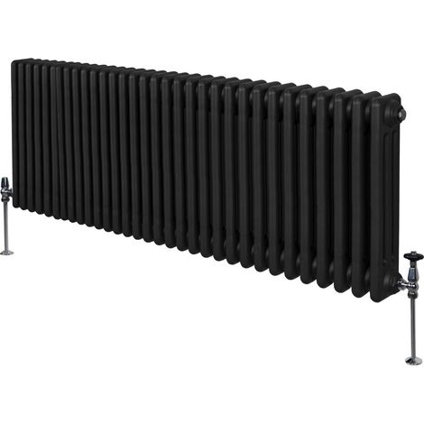 Traditioneller 3-Spalten-Heizkörper Zentralheizung Horizontal Schwarz 600x1462mm