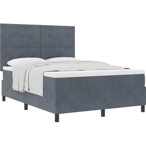 Box Spring Bed with Mattress Dark Grey 160 x 200 cm Velvet vidaXL