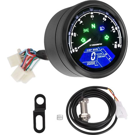 Compteur de vitesse et odomètre numérique LCD multifonction étanche et anti-vibrations pour moto, avec affichage multifonction. (1/5)