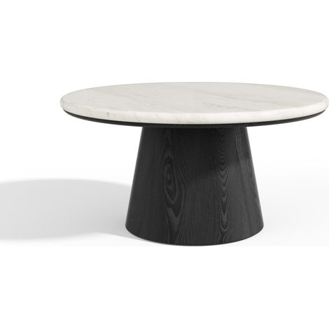 Table basse en bois contreplaqué et marbre marbre blanc et bois noir VERO (1/5)