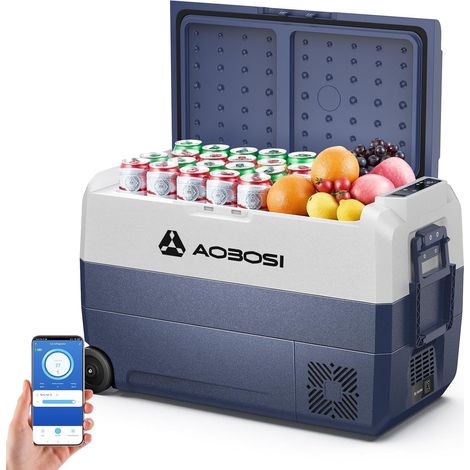 Kompressor Kühlbox 50 L, Kühlbox Auto Mit APP-Steuerung, 12/24 V und 100-240 V kompressor kühlschrank, -20°C bis 20°C kompressorkühlbox für Auto, LKW, Boot, Reisemobil, Camping, Reisen [Energieklasse  (1/5)