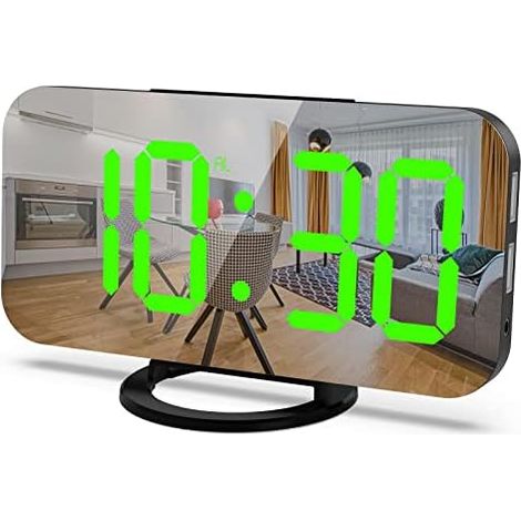 Digital Alarm Clock with USB Charger Port Alarm Clock Makeup Bedroom Mirror Travel Alarm Desk Clock Big Snooze Button for Home Decor White (1/5)