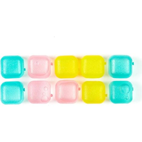 Set de 40 glaçons réutilisables en plastique bleu, rose et jaune (1/5)