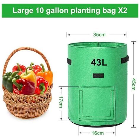 Sacs de Culture pour Pommes de Terre 2 x 43 L – Tissu Non Tissé Respirant Double Couche avec Fond Fenêtré pour Jardin (1/5)