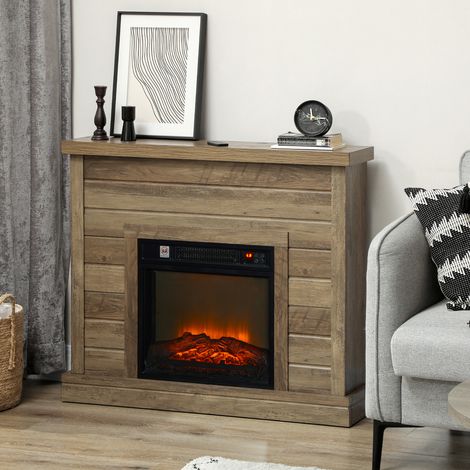 Chimenea Eléctrica 1800W con Efecto de Llama Mando a Distancia Temporizador Semanal para Sala 30 m² Madera (1/5)