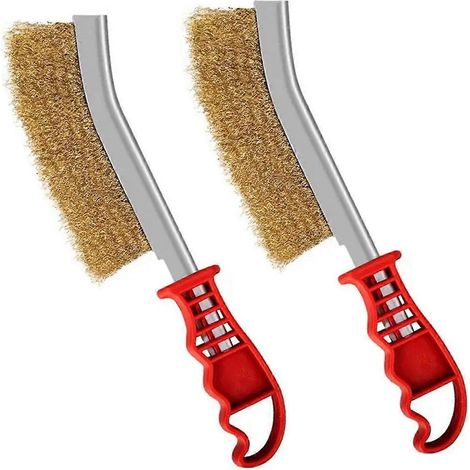 Brosse métallique en acier inoxydable, élimination de la rouille, décontamination et polissage, brosse multifonctionnelle jaune (1/5)