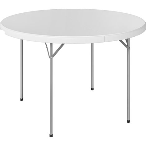 Tavolo da Campeggio Pieghevole Ø120x74 cm in Metallo e HDPE Bianco (1/5)