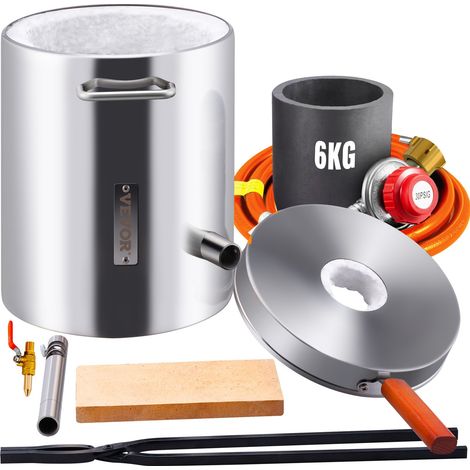 Four de Fusion à Gaz 6 kg 1482 ℃ Four à Propane Fonderie avec Creuset en Graphite Kit de Four de Fusion de Métal Corps en Inox 1 Brûleur Pince pour Fondre Or Alu Argent Recyclage des Ferrailles (1/5)