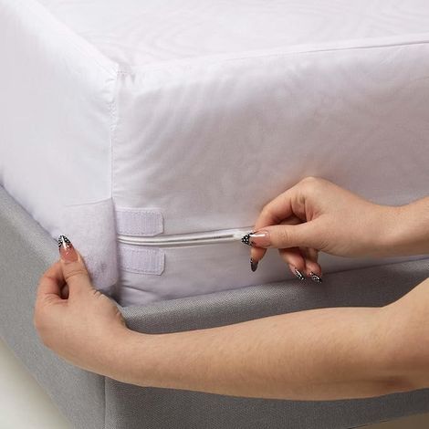 Housse de Matelas 120x190 cm avec Fermeture éclair - Protège Matelas imperméable Anti acariens et Lavable en Machine - Bonnet 30 cm (1/5)