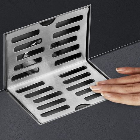 Rejilla lateral de piso, rejilla de desagüe en forma de L, desagüe de piso en forma de L 304, desagüe sanitario de ducha de 75 mm (4 pulgadas) (1/5)