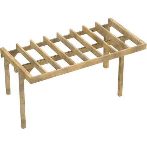 Structure Terrasse Bois Pilotis Adossee en Kit - 2,1x4,20m - Solives + Poteaux - Epicéa