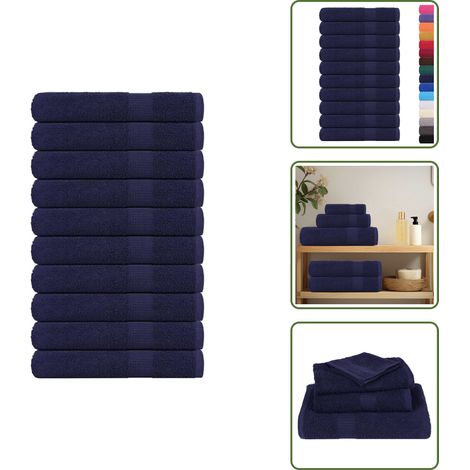 The Living Store Saunatücher FROGN 10 Stk. Marineblau 80x200 cm 360 g/m² - Saunabank (1/5)