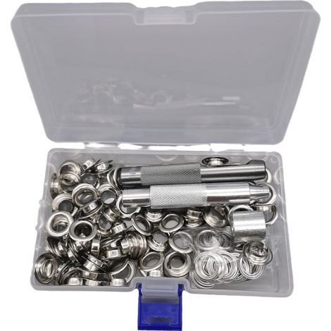 Bardusch-Oeillets Œillets Kit, 100 Ensembles 10 mm Œillets, Kit de réparation de bâche, Avec 3pcs Outils à Oeillet Œillets Kit pour Bâche, Tissu, Rideaux et Fabrication (1/5)