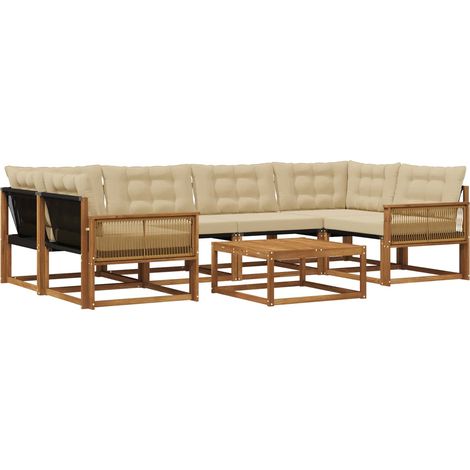 Outdoor Sofa Set with Cushion 7 pcs Natural and Beige vidaXL (1/5)