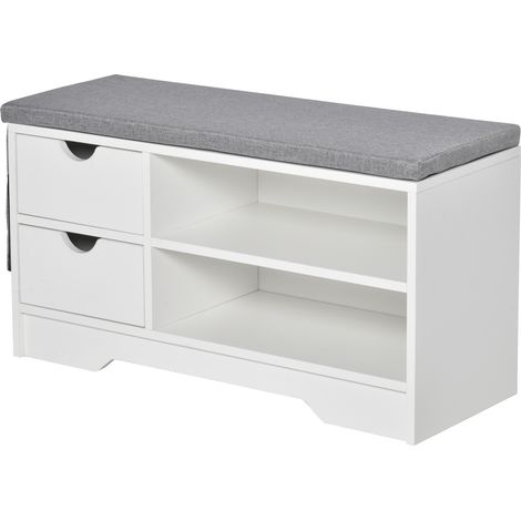 Étagère à chaussures gain de place, banc en bois blanc 80,5x30,5x43,5 cm, meuble d'entrée pour chaussures