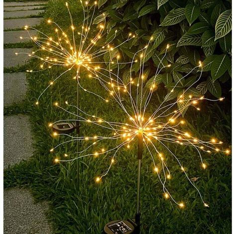 YMYNY Lampes Solaires de Jardin - 120 Lumières - Blanc Chaud, Feux d'artifice Solaires Imperméables Extérieurs Décoration Starburst Lumières Paysage Lumières (1/4)