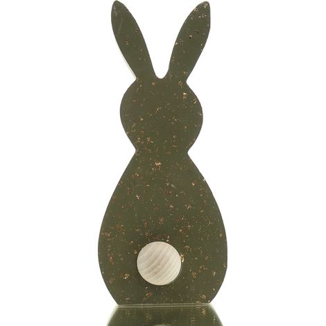 Kaemingk Osterdeko Austeller Hase - grün/gold - mdf