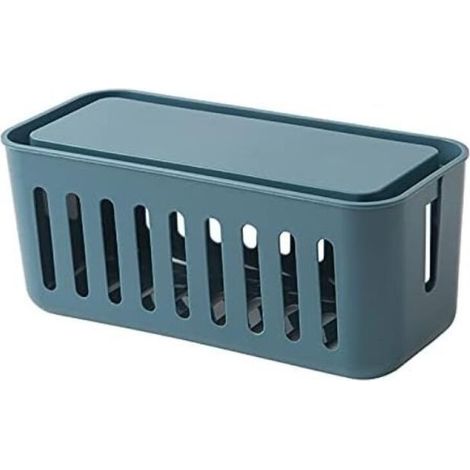 (Bleu) Boîte De Gestion De Câbles, Boîte De Rangement De Câbles, Organisateur De Câbles, Boîte De Câbles D'extension Pour Cacher les Fils, Bandes D'alimentation, Routeur Hub USB Pour Bureau (1/5)