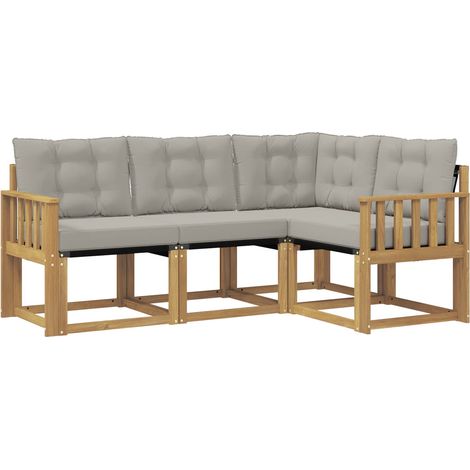 Outdoor-Sofagarnitur 4 stk. Weiß und Hellgrau vidaXL