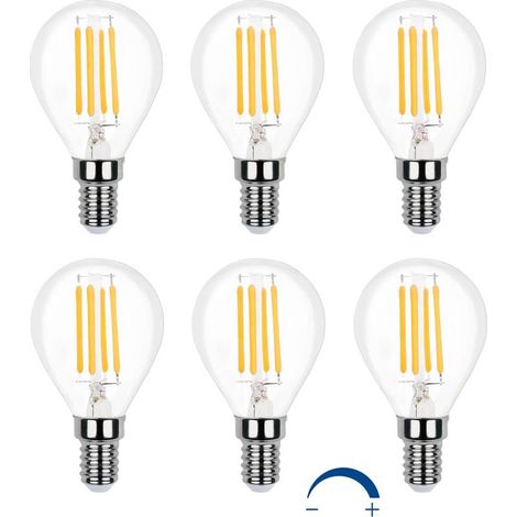 Ampoule LED Globe E14 Dimmable Blanc Chaud 2700K 400 Lumen, AC 230V, G45 E14 LED 4W Équivalent E14 40W incandescence, Ampoule Décorative E14 Globe LED Petite pour Lustre, lot de 6 (1/5)