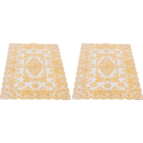 Lot de 2 sets de table en PVC doré (30 x 45 cm), dessous de verre, style 4, pour la cuisine ou la décoration de mariage. (1/5)