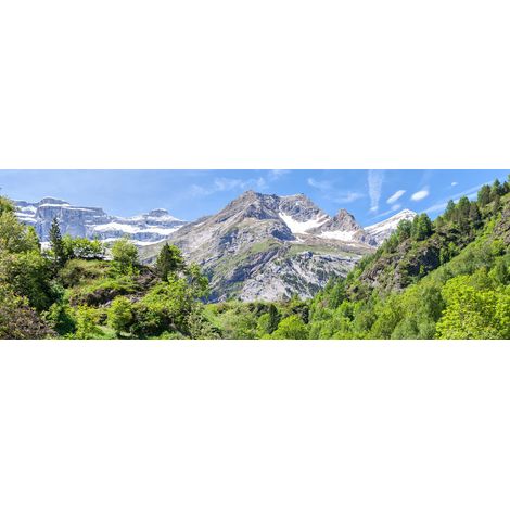 Tableau sur toile vue sur la montagne Gavarnie 30x97 cm - Impression sur Toile Murale Décorative - Image imprimée en HD sur Toile - Toile sur Châssis en Bois FSC - Fabriqué en France (1/4)