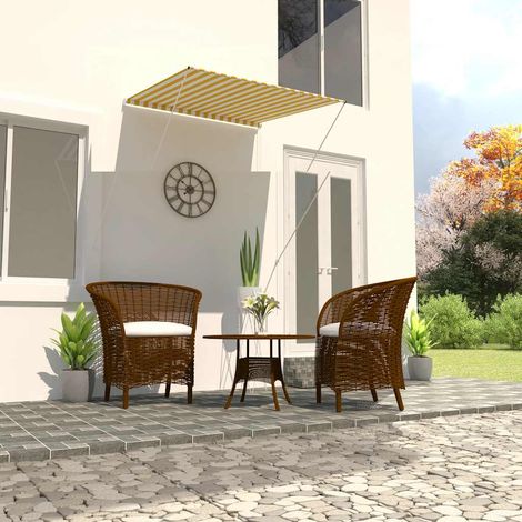Store banne rétractable 100×150 cm jaune et blanc