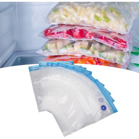 Lot de 10 sacs de compression sous vide pour aliments, sacs texturés, sacs de conservation sous vide, sacs d'emballage 25 x 17 cm (1/5)
