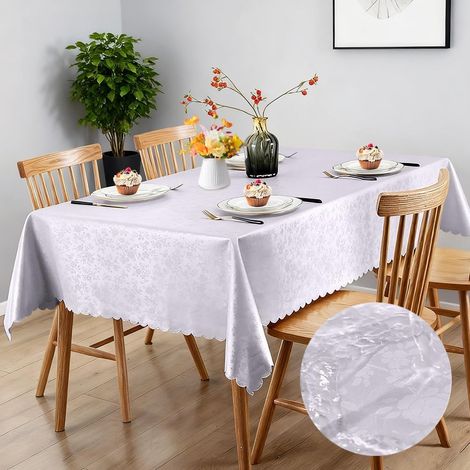 Nappe en toile cirée lavable, rectangulaire, 100 x 140 cm, anti-taches, avec fleurs, imperméable, pour l'extérieur, fête, jardin, mariage, maison, gris (1/5)