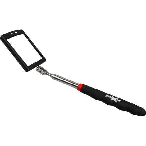 Specchio di ispezione telescopico con illuminazione a LED, rettangolare, 52x83 mm, maniglia 876 mm PRAXER
