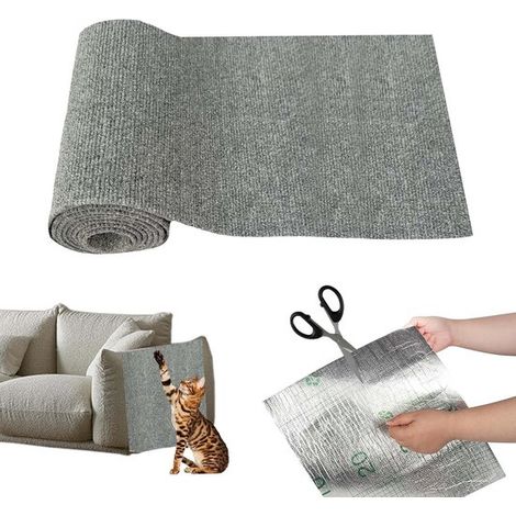 Alfombrilla rascadora autoadhesiva para gatos,rascador de pared para gatos,protección contra arañazos para sofá,40 x 200 cm,gris claro (1/5)