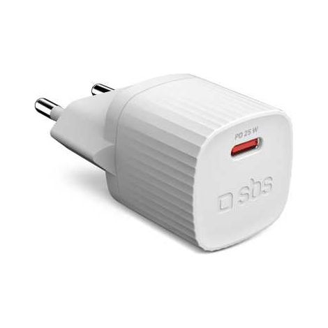 Chargeur pour téléphone mobile Sbs secteur plastique recyclé GaN PD 25 W USB C Blanc